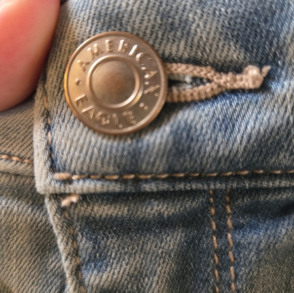American Eagle Light Blue Denim Jeans high rise skinny jegging size 00 short - Picture 4 of 8
